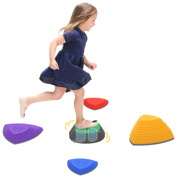 ZONEKIZ Stepping Stones Kids Balance River Stones 5 PCs Outdoor Indoor, for Obstacle Course, Sensory Play, Stackable, Non-Slip