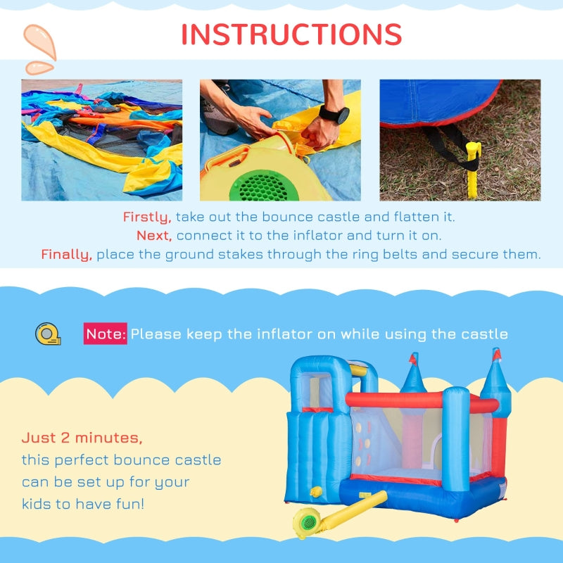 Outsunny 5 in 1 Kids Bounce Castle Large Inflatable House Trampoline Slide Water Pool Climbing Wall with 450W Inflator Carrybag for Kids Age 3-8