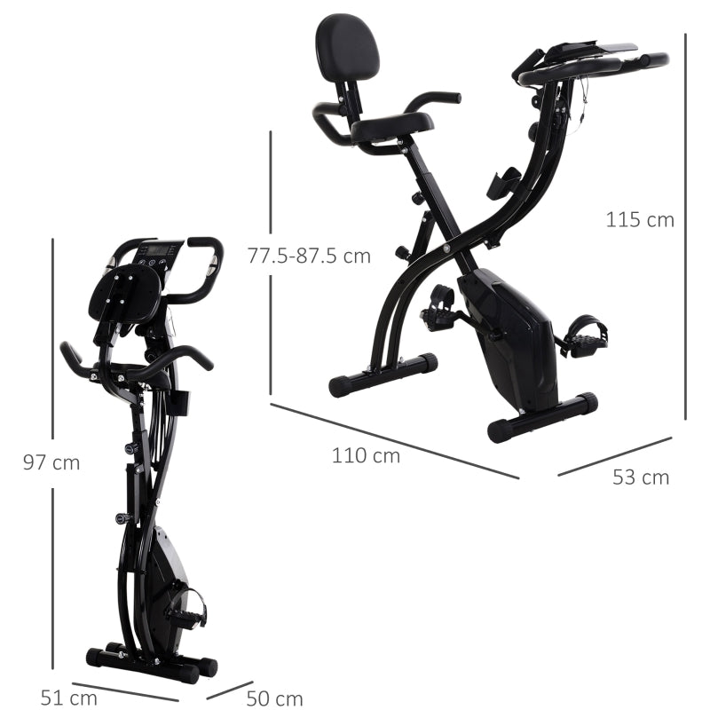 HOMCOM 2 in 1 Foldable Exercise Bike Recumbent Stationary Bike 8 Level