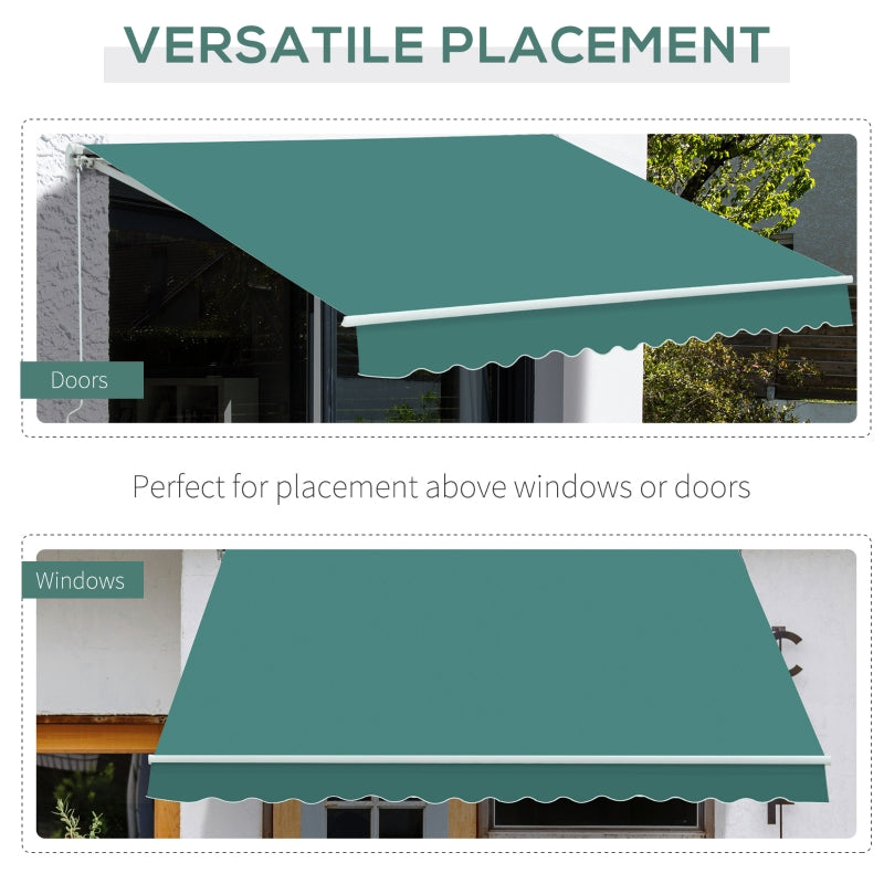 Outsunny 3.5 x 2.5 m Garden Patio Manual Awning Canopy Sun Shade Shelter with Winding Handle - Green