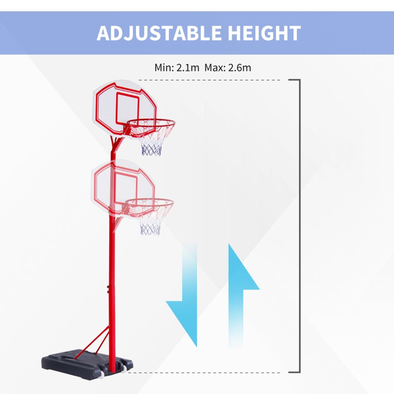 HOMCOM Steel Basketball Stand Height Adjustable Hoop Backboard Red