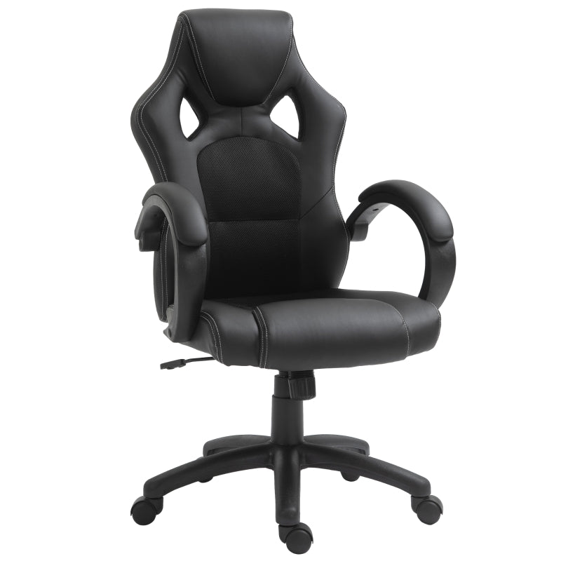 Vinsetto Computer Chair Faux Leather High Back Home Office Chair, Swivel Chair w/ Wheels Armrests, Black