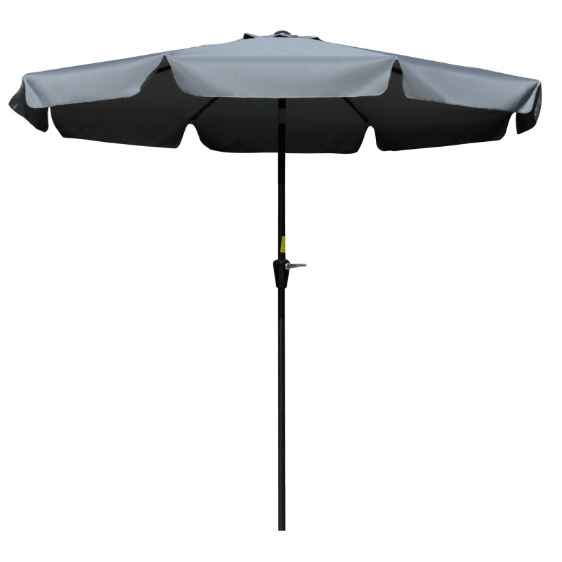 Outsunny 2.66m Patio Umbrella Garden Parasol Outdoor Sun Shade Table Umbrella with Ruffles, 8 Sturdy Ribs, Charcoal Grey