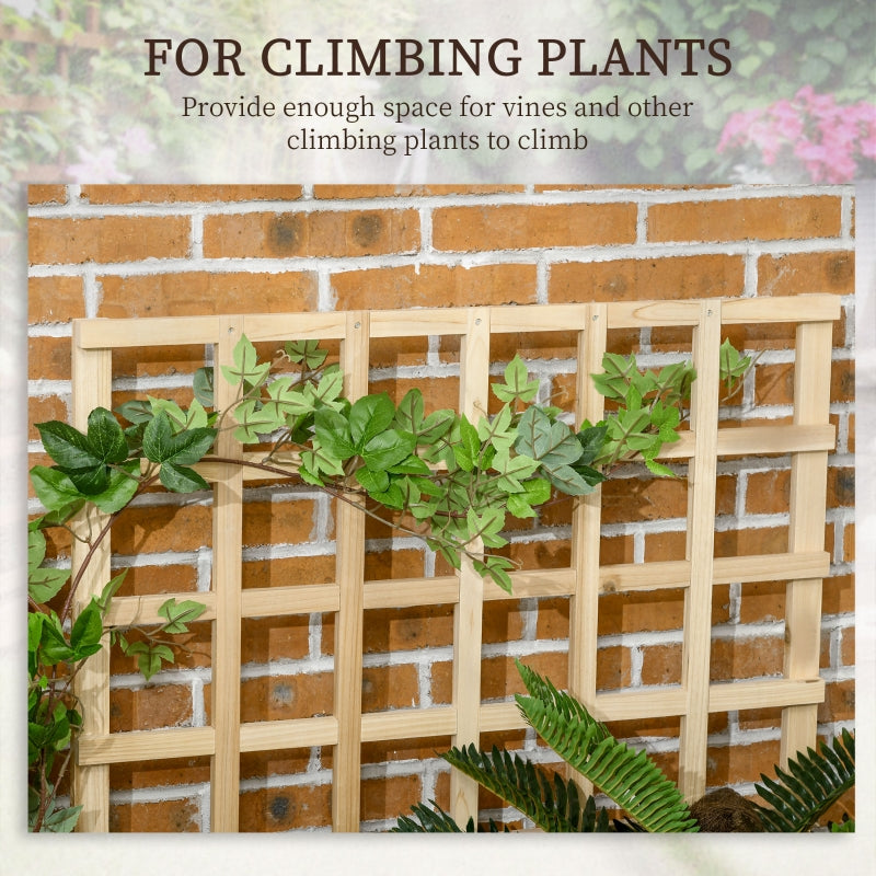 Outsunny 3 Tier Garden Planters with Trellis for Vine Climbing, Wooden Raised Beds, 95x95x110cm, Natural Tone