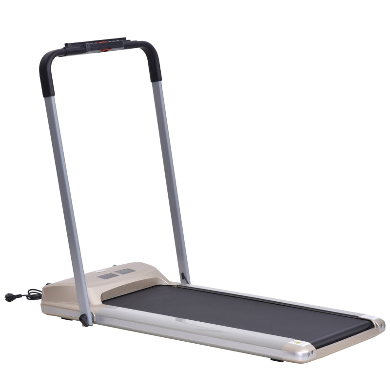 HOMCOM Folding Treadmill, 1-10km/h Electric Running Machine w/ Wheels, Safety Button, LCD Monitor, Phone Holder for Home