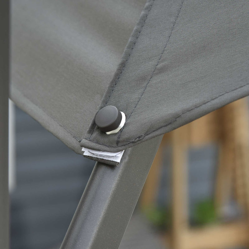 Outsunny 3(m) Patio Offset Parasol Roma Umbrella Cantilever Hanging Sun Shade Canopy Shelter 360° Rotation with Cross Base - Dark Grey