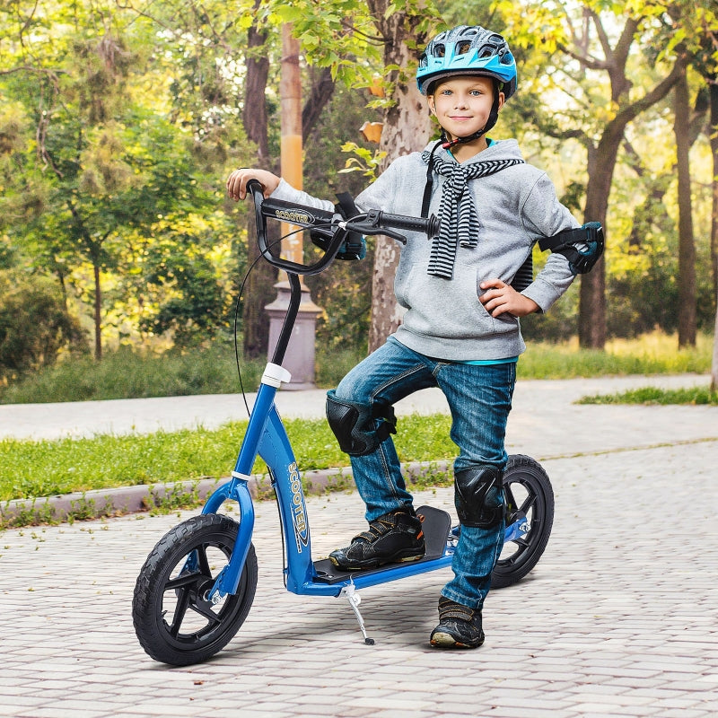 HOMCOM Teen Push Scooter Kids Children Stunt Scooter Bike Bicycle Ride On 12" EVA Tyres, Blue