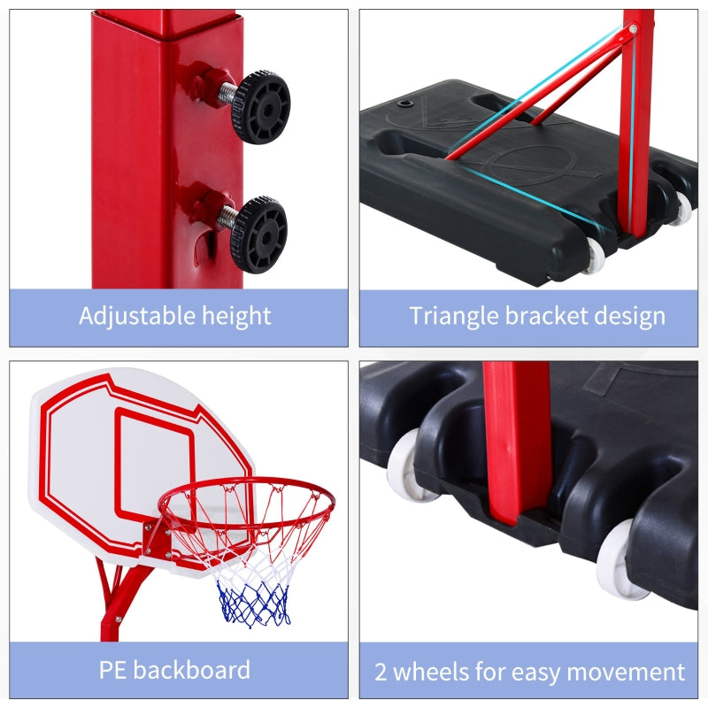 HOMCOM Steel Basketball Stand Height Adjustable Hoop Backboard Red