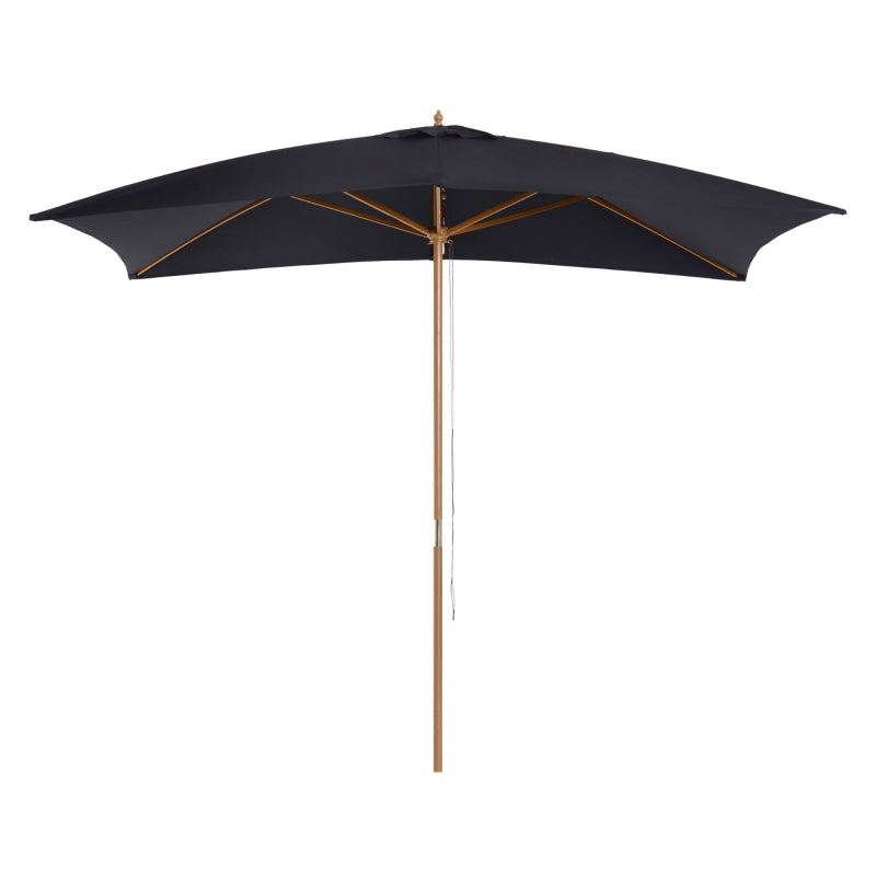 Outsunny 295L x 200W x 255Hcm Wooden Garden Patio Parasol Umbrella-Black