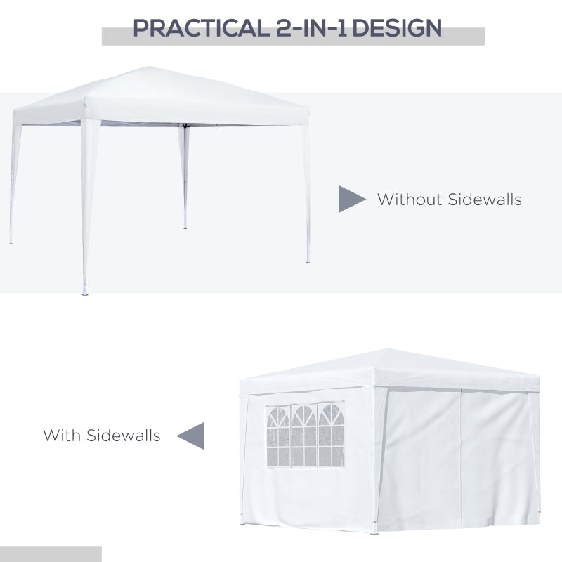 Outsunny 3mx3m Pop Up Gazebo Party Tent Canopy Marquee Waterp Resistant Free Storage Bag White