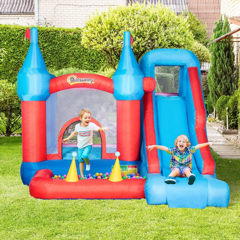 Outsunny 5 in 1 Kids Bounce Castle Large Inflatable House Trampoline Slide Water Pool Climbing Wall with 450W Inflator Carrybag for Kids Age 3-8