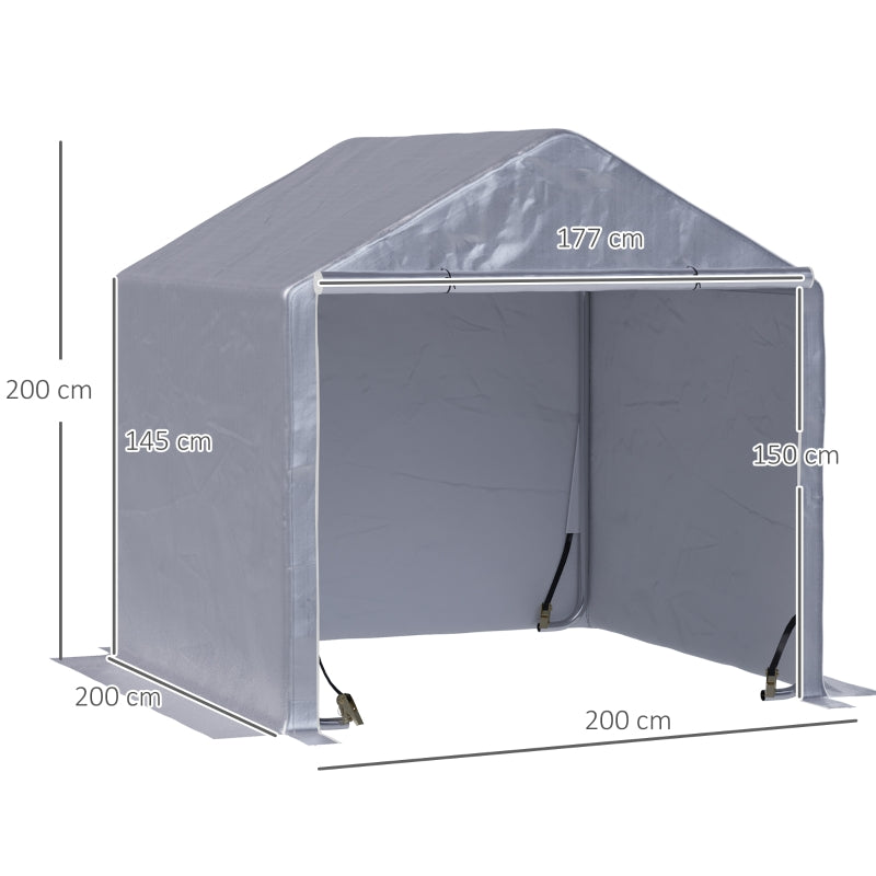 Outsunny 2 x 2m Garden Garage Storage Tent Galvanized Steel Outdoor Carport Gazebo Waterproof UV-Resistant - Grey