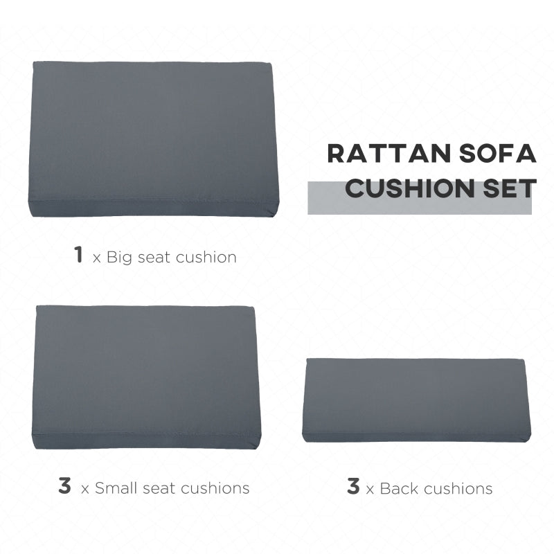 Outsunny Outdoor Cushion Pad Set for Rattan Furniture, 7 Piece Garden Furniture Cushions, Patio Conversation Set Cushions, Lightweight, Grey