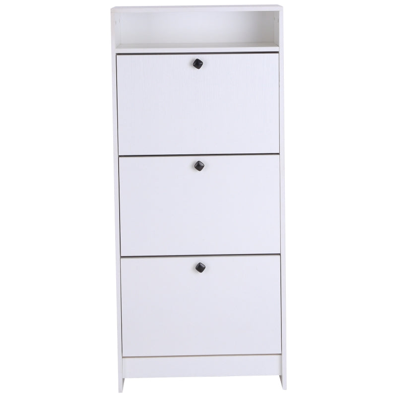 HOMCOM Shoe Storage Cabinet With 3 Drawers, Chipboard-White