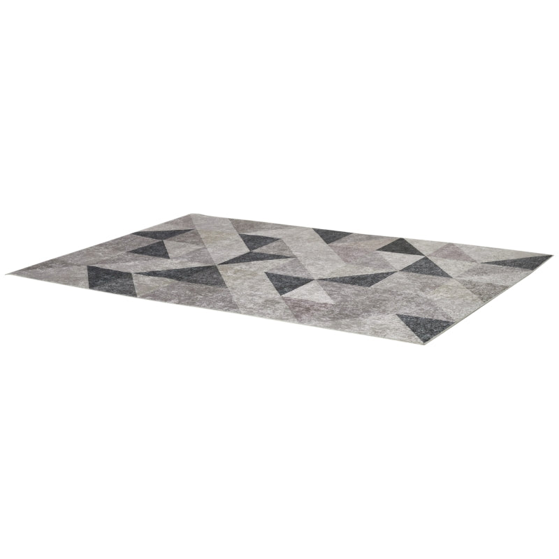 HOMCOM Modern Grey Rug, Geometric Area Rugs Large Carpet for Living Room, Bedroom, Dining Room, 160x230 cm