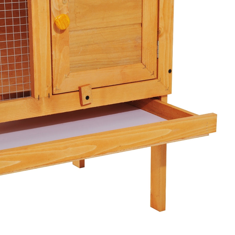 Pawhut Rabbit Hutch,90Lx45Wx65H cm-Fir Wood