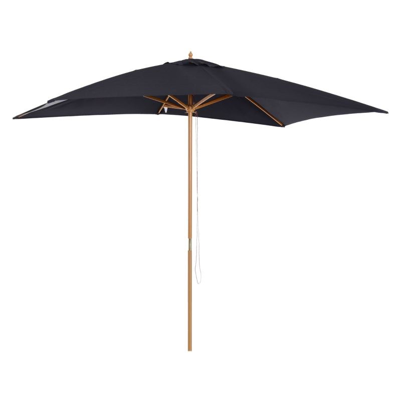 Outsunny 295L x 200W x 255Hcm Wooden Garden Patio Parasol Umbrella-Black