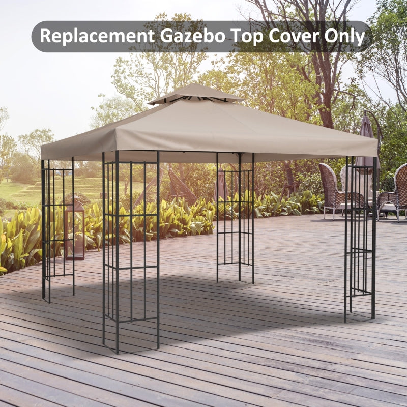 Outsunny 3 x 3(m) Canopy Top Cover for Double Tier Gazebo, Gazebo Replacement Pavilion Roof, Deep Beige (TOP ONLY)