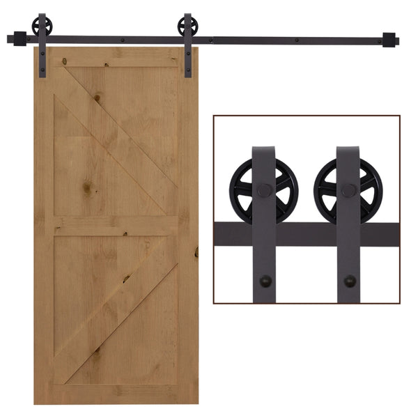 HOMCOM Modern Sliding Barn Door Closet Hardware Track Kit Track System Unit for Single Wooden Door 6FT/1830mm