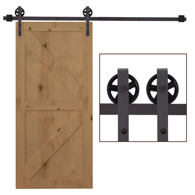 HOMCOM Modern Sliding Barn Door Closet Hardware Track Kit Track System Unit for Single Wooden Door 6FT/1830mm