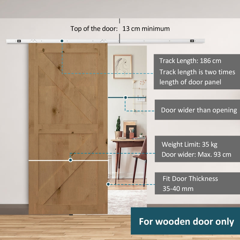 HOMCOM Modern Sliding Barn Door Closet Hardware Track Kit Track System Unit for Single Wooden Door 6FT /1860mm by HOMCOM