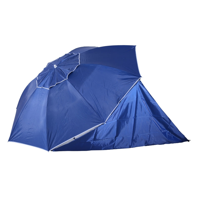 Outsunny 2m Beach Sport Umbrella Parasol-Coated Blue Polyester/Steel