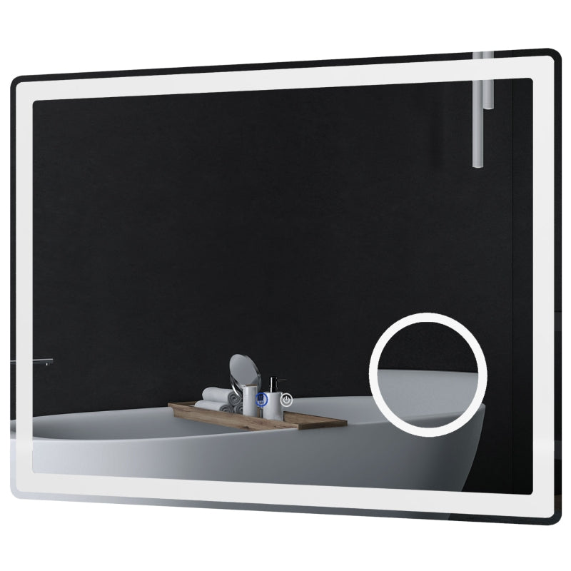 kleankin LED Bathroom Mirror with Dimming Lights, 3X Magnifying Mirror, Vanity Mirror with 3 Colour Front and Backlit