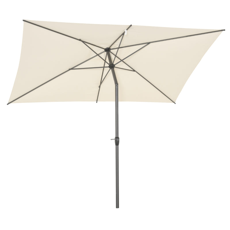 Outsunny 3 x 2M Sun Parasols Umbrellas Garden Patio Tilt Sun Shade Outdoor Canopy Crank Aluminium, Beige