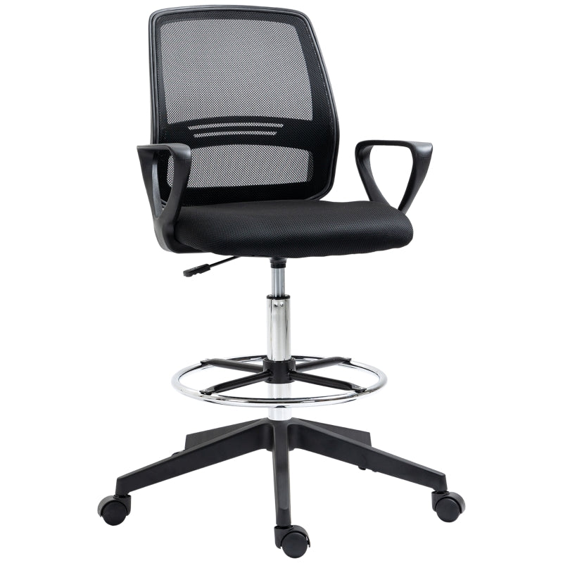 Vinsetto Ergonomic Mesh Back Drafting Chair Tall Office Chair with Adjustable Height and Footrest 360° Swivel