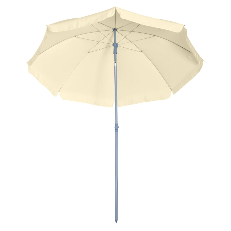 Outsunny 2.2M Tilt Beach Umbrella Parasol-Cream White