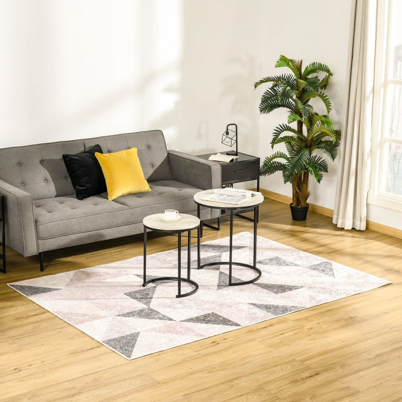 HOMCOM Modern Grey Rug, Geometric Area Rugs Large Carpet for Living Room, Bedroom, Dining Room, 160x230 cm