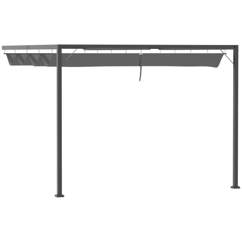 Outsunny 3(m) Outdoor Pergola Retractable Canopy Wall Mounted Gazebo Patio Shelter Sun Shade, Grey