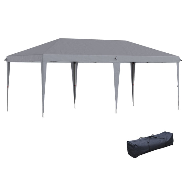 Outsunny 3 x 6 m Pop Up Gazebo, Foldable Canopy Tent, Height Adjustable Wedding Awning Canopy w/ Carrying Bag, Grey