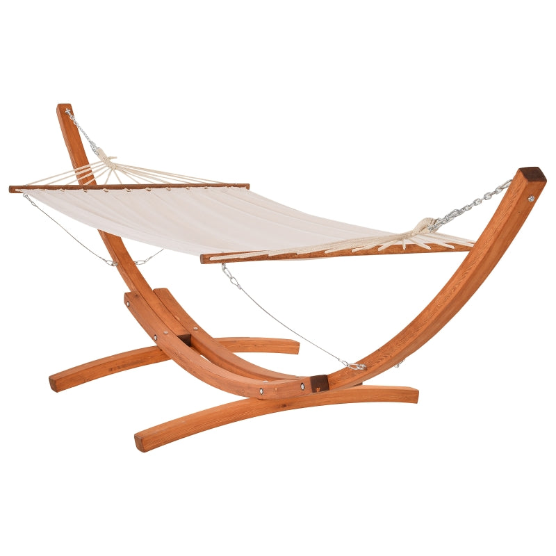 Outsunny Wooden Double Hammock Bed-White