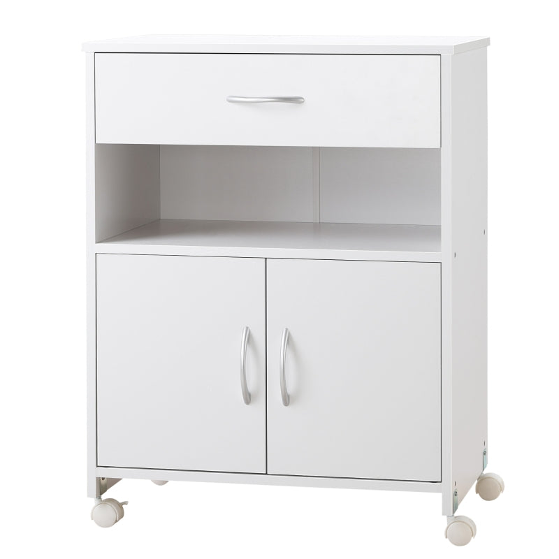 Vinsetto Printer Stand Mobile Printer Cabinet with Storage, Open Shelf, Drawer for Home, Office, White