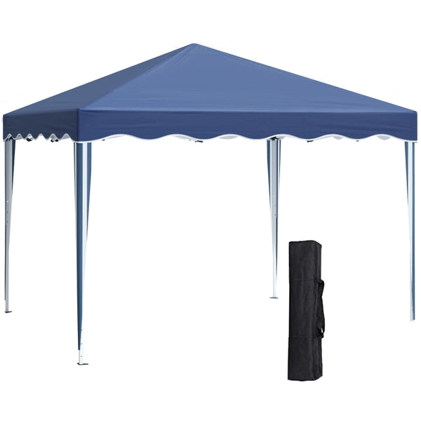 Outsunny 3x3(m) Pop Up Gazebo Canopy, Foldable Tent with Carry Bag, Adjustable Height, Wave Edge, Garden Outdoor Party Tent, Blue