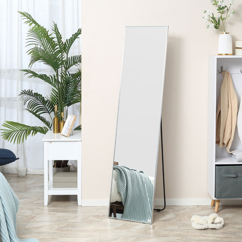 HOMCOM Full Length Mirror Wall-Mounted, 160 x 40 cm Freestanding Rectangle Dressing Mirror for Bedroom, Living Room, Black Frame