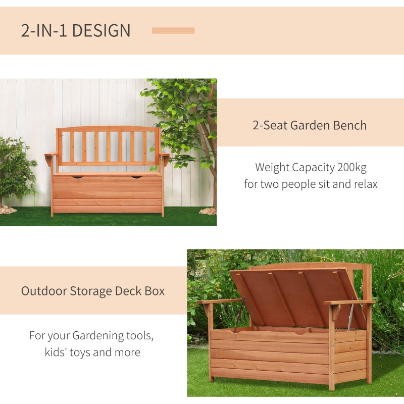 Outsunny Outdoor Garden Storage Bench Patio Box All Weather Deck Fir Wood Solid Seating