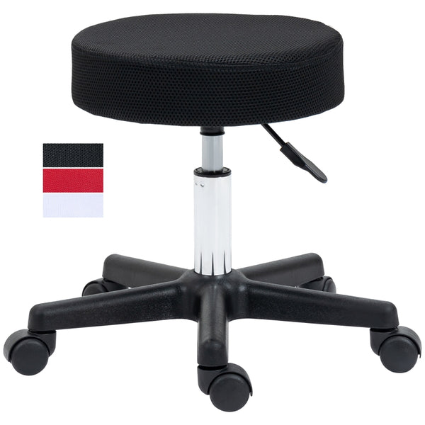 HOMCOM Hydraulic Swivel Salon Spa Stool Height Adjustable Facial Massage Tattoo with 3 Changeable Seat Covers, Black