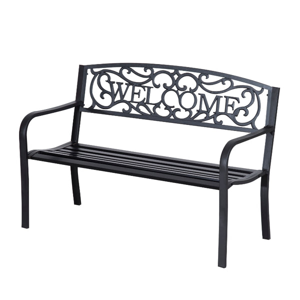 Outsunny 2 Seater Metal Garden Bench Patio Outdoor Park Porch Chair