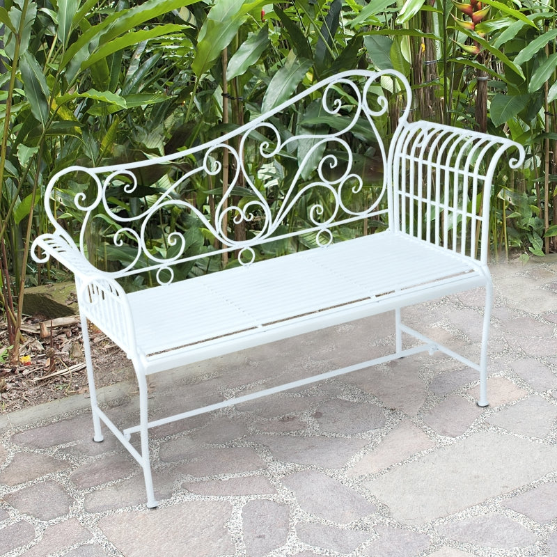 Outsunny Metal Bench-White