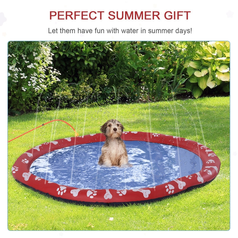 PawHut Splash Pad Sprinkler Mat for Pets Dog Bath Pool Water Game Mat Outdoor