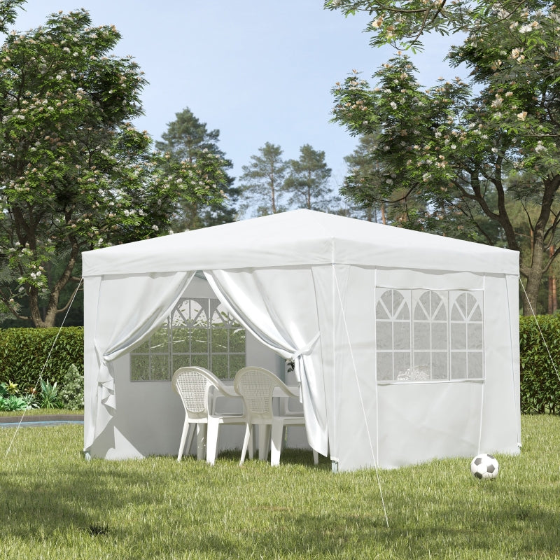 Outsunny 3mx3m Pop Up Gazebo Party Tent Canopy Marquee Waterp Resistant Free Storage Bag White