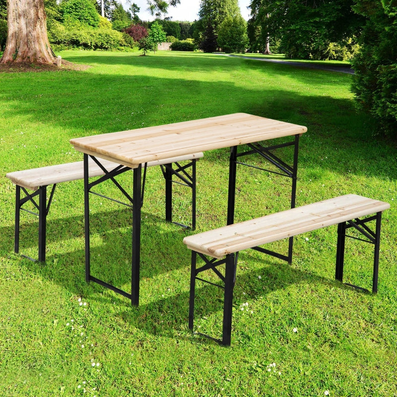 Outsunny Picnic Wooden Table and Bench Set