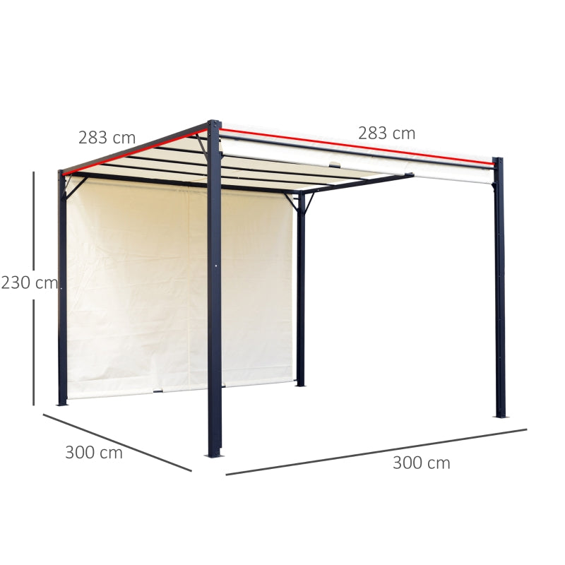 Outsunny 3 X 3 Meters Garden Metal Gazebo Party Canopy Outdoor Tent Sun Shelter Removable & Adjustable Cover Canopy Cream