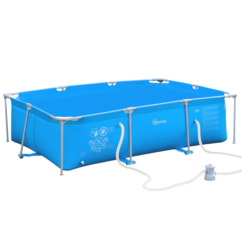 Steel Frame Pool with Filter Pump and Filter Cartridge Rust and Reinforced Sidewalls Resistant Above Ground Pool Blue 315 x 225 x 75cm by Outsunny