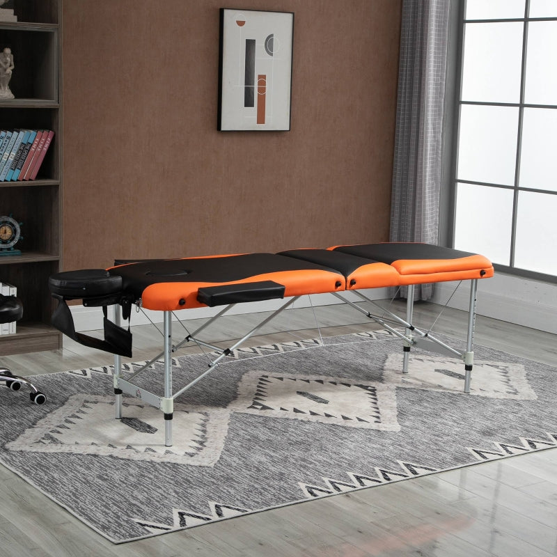 HOMCOM Foldable Massage Table Professional Salon SPA Facial Couch Bed Black and Orange