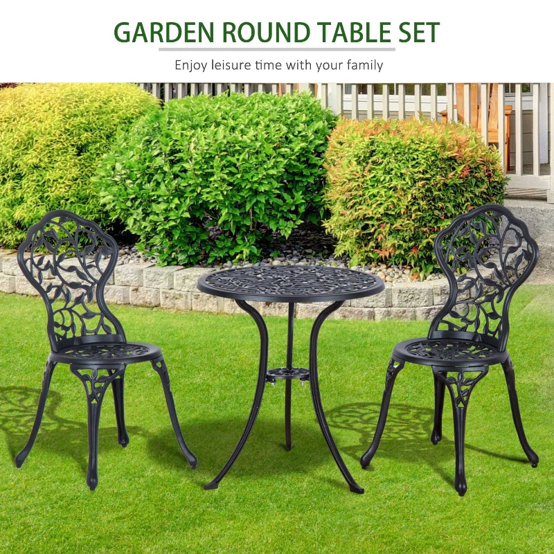 Outsunny 3 Pcs Cast Aluminum Bistro Set Garden Furniture Dining Table Chairs Antique Outdoor Seat Patio Seater