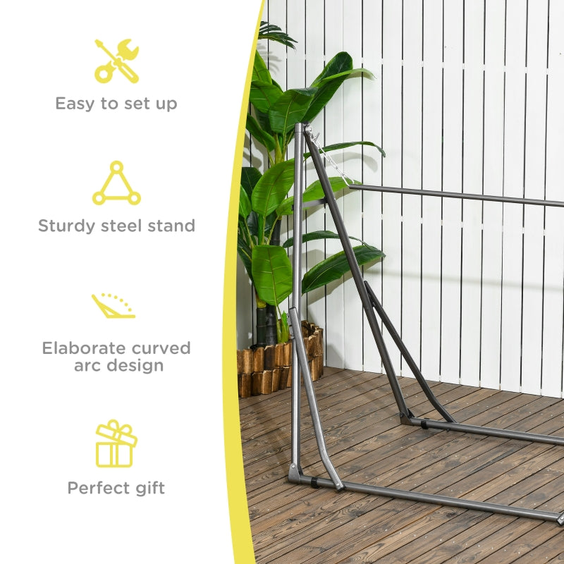 Outsunny Foldable Hammock Stand, Portable Hammock with Metal Frame, 2 in 1 Hammock Net Stand, Clothes Drying Rack, Load Capacity 120kg Black