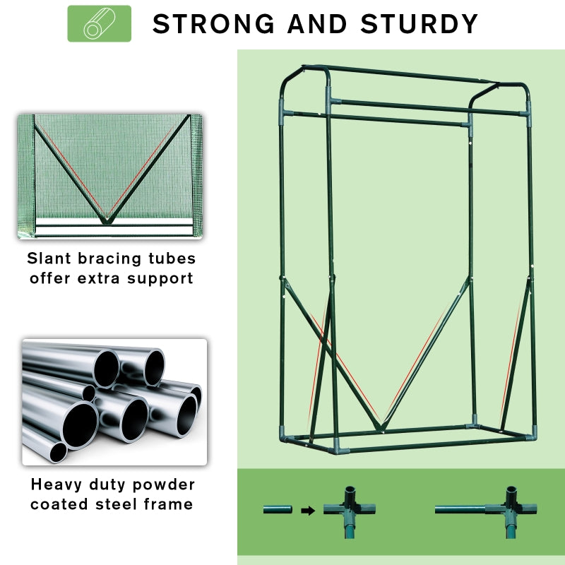 Outsunny Outdoor PE Greenhouse Steel Frame Plant Cover with Zipper 100L x 50W x 150HCM - Green